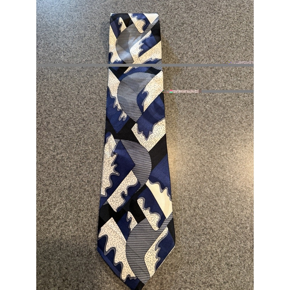 Vintage Screenplay Martin Wong Abstract Geometric Silk Tie USA Art Deco 90s